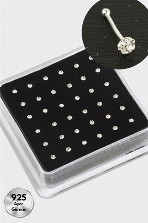 2,5 mm Tek Taşlı Gümüş Hızma 36 Adet - Gümüş Rengi