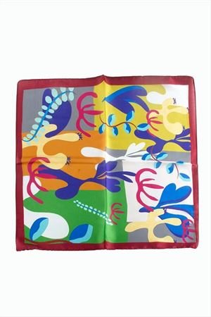 Çiçek Desenli Zr Şifon Fular 50*50 cm - Ebruli