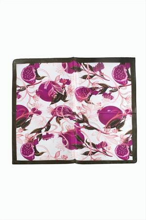 Nar Desenli Zr Şifon Fular 50*50 cm - Mor