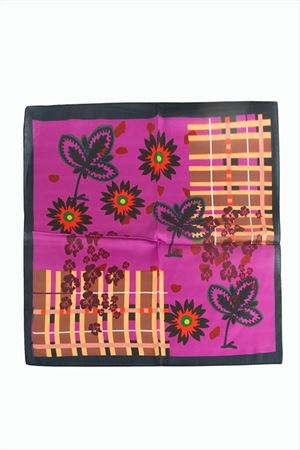 Çiçek Desenli Zr Şifon Fular 50*50 cm - Pembe