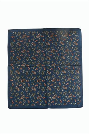 Kiraz Dal Desenli Zr Şifon Fular 50*50 cm - Lacivert