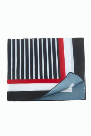 Çizgili Desenli Zr Şifon Fular 50*50 cm - Lacivert