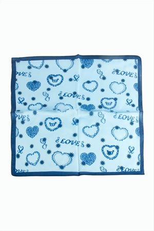 Kalp Desenli Zr Şifon Fular 50*50 cm - Mavi