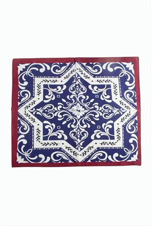 Çini Desenli Zr Şifon Fular 50*50 cm - Mavi