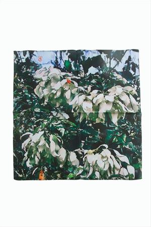 Çiçek Desenli Zr Şifon Fular 50*50 cm - Yeşil