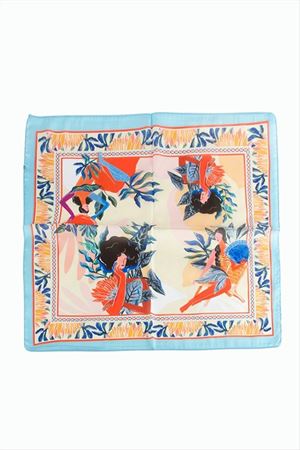 Orkide Desenli Zr Şifon Fular 50*50 cm - Sarı