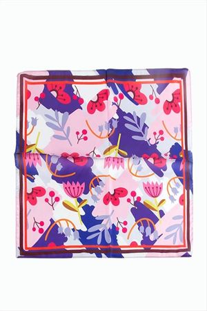 Çiçek Desenli Zr Şifon Fular 50*50 cm - Mor