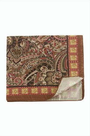 Çiçek Desenli Zr Şifon Fular 50*50 cm - Kahverengi