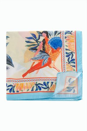 Orkide Desenli Zr Şifon Fular 50*50 cm - Sarı