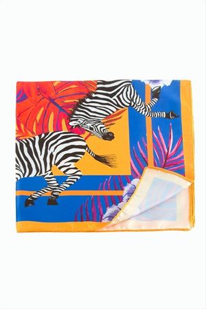 Zebra Desenli Zr Şifon Fular 50*50 cm - Turuncu