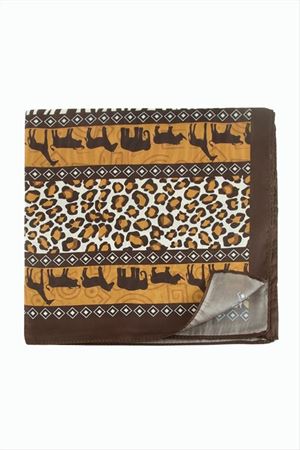 Leopar Desenli Zr Şifon Fular 50*50 cm - Kahverengi