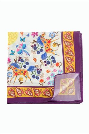 Çiçek Desenli Zr Şifon Fular 50*50 cm - Mor