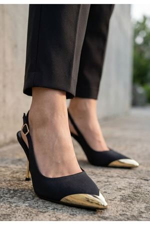 Puen Siyah Saten Stiletto Ayakkabı