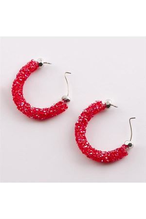Swarovski Fitil Küpe - Kırmızı