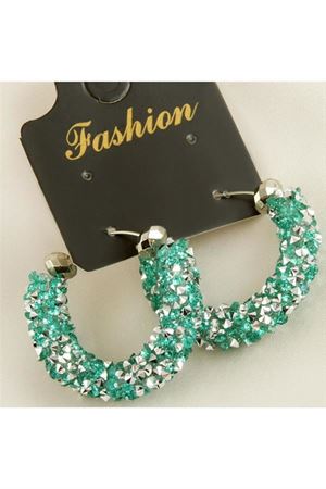 Swarovski Fitil Küpe - Yeşil-1