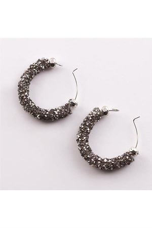 Swarovski Fitil Küpe - Gri