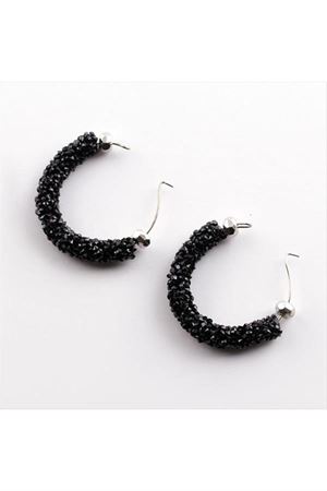 Swarovski Fitil Küpe - Siyah