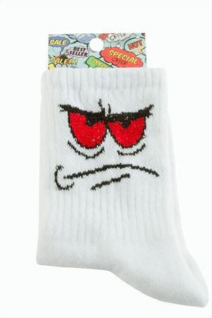 Emoji Kolej Çorap 8*28 - Beyaz
