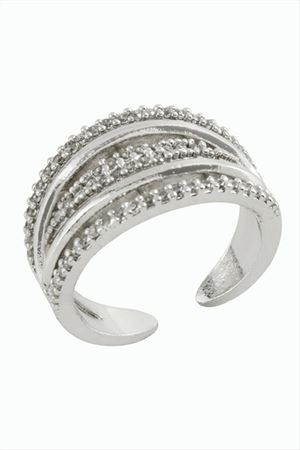 Zirkon Taşlı Metal Yüzük - Gümüş Rengi