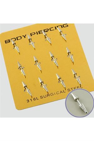 Vidalı Çelik Piercing 1 Adet - Gümüş Rengi