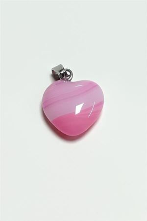 Akik Kalpli Doğaltaş Kolye Ucu Küçük 1,5 cm - Pembe