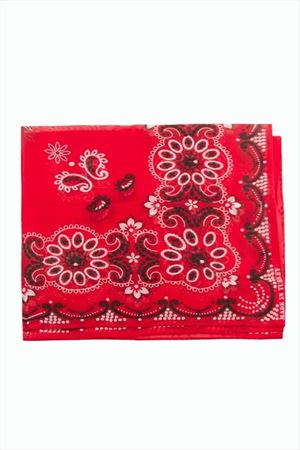 Çiçek Desenli Bandana 50*50 - Kırmızı