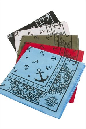 Çapa Desenli Keten Bandana 50*50 - Ebruli