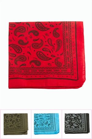 Çini Desenli Keten Bandana 50*50 - Ebruli