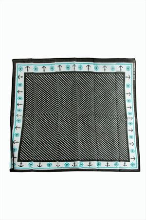 Çapa Dümen Desenli Bandana 50*50 - Siyah