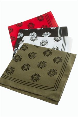 Çiçek Desenli Keten Bandana 50*50 - Ebruli