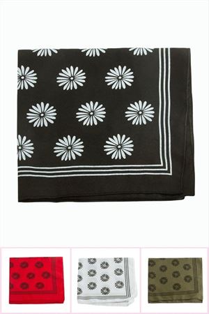 Çiçek Desenli Keten Bandana 50*50 - Ebruli