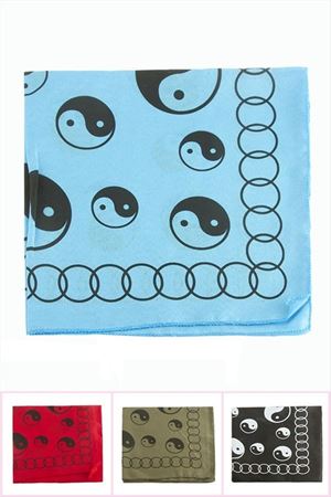 Yin Yang Desenli Keten Bandana 50*50 - Ebruli