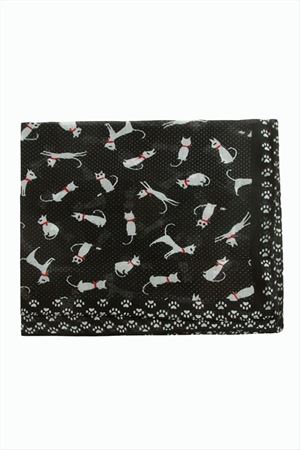 Kedi Desenli Bandana 50*50 - Siyah