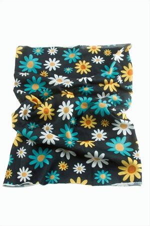 Papatya Desenli Baff Boyunluk - Siyah