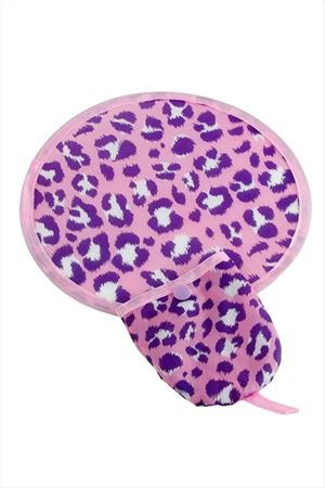 Leopar Desenli Kore Yelpaze - Pembe