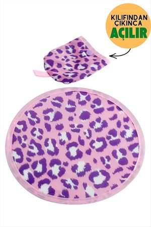 Leopar Desenli Kore Yelpaze - Pembe