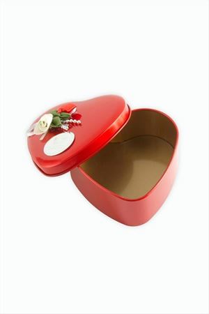 Kalp Boş Kırmızı Metal Kutu 9 cm - Kırmızı