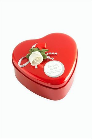 Kalp Boş Kırmızı Metal Kutu 9 cm - Kırmızı