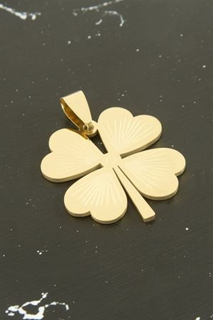Yonca Çelik Kolye Ucu 2,5 cm - Sarı