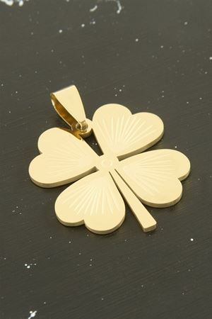 Yonca Çelik Kolye Ucu 3,5 cm - Sarı