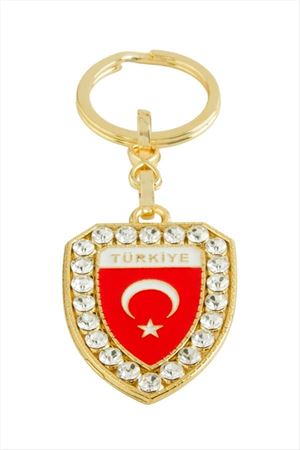Ay Yıldız Taşlı Anahtarlık - Sarı