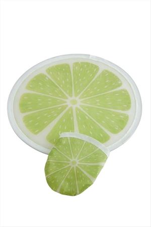 Limon Desenli Kore Yelpaze - Yeşil