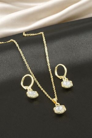 Yıldız Taşlı Set Kolye - Sarı