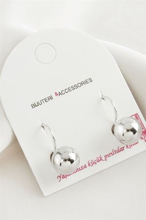Top Metal Küpe - Gümüş Rengi