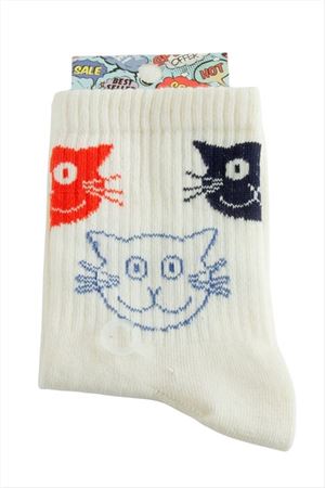 Kedi Kolej Çorap 8*28 - Krem