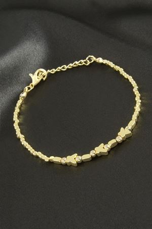 Kelebek Oval Metal Bileklik - Sarı
