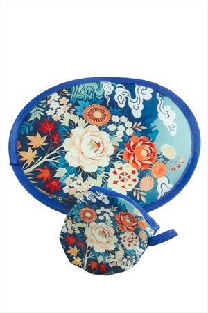 Çiçek Kore Yelpaze 20 cm - Mavi