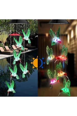 Solar Led Işıklı Kuşlu Bahçe Dekoru 6 Ledli,Renkli Işık
