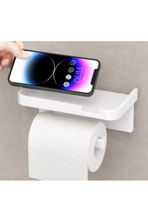 Tuvalet Kağıdı Askılığı - Raflı ve Yapışkanlı - Matkapsız Banyo Aksesuarı