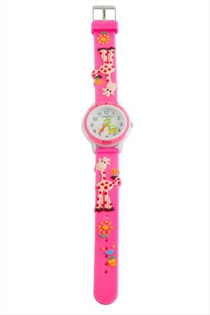 Zurafa Kabartma Çocuk Kol Saat - Pembe